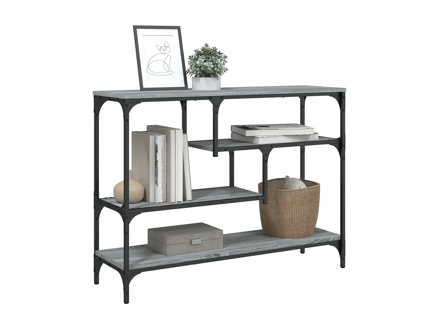 Table console sonoma gris 100x30x75 cm bois d'ingénierie