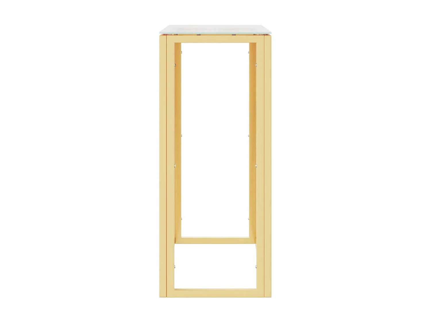 Mesa consola de acero inoxidable y vidrio dorada 70x30x70 cm