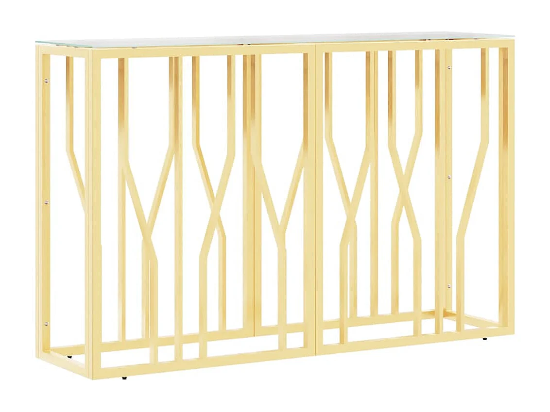 Table console 110x30x70 cm acier inoxydable et verre