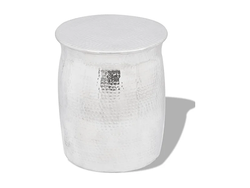 Table basse/tabouret martelé en aluminium Argenté