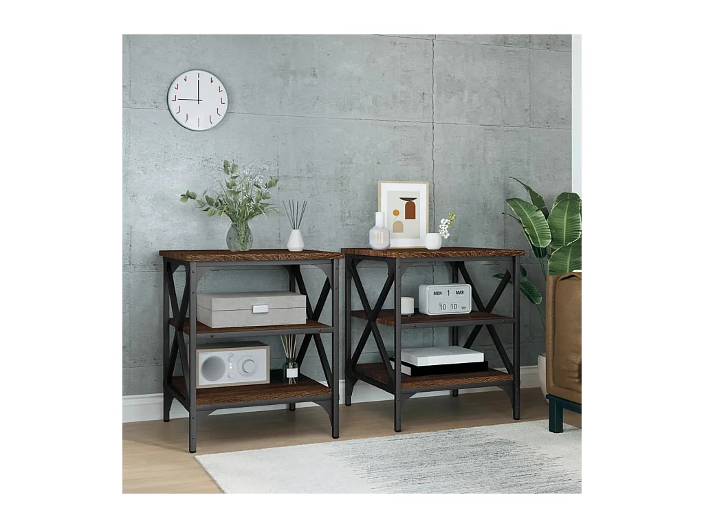 Tables d'appoint 2 pièces Chêne marron 40x42x50 cm Bois ingénierie
