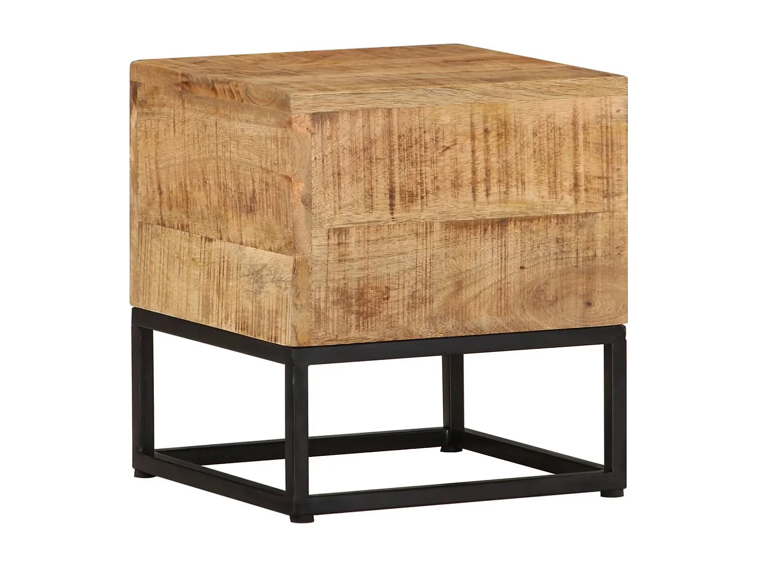 Mesa auxiliar de madera de mango rugosa 30x30x33 cm