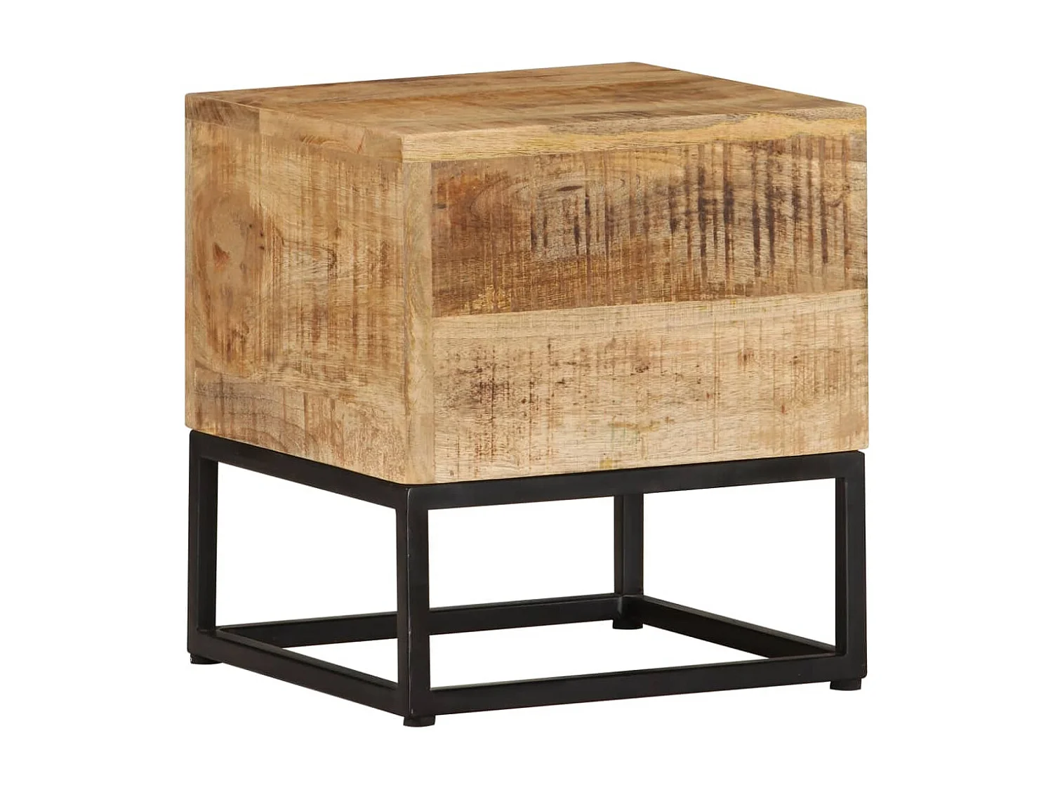 Mesa auxiliar de madera de mango rugosa 30x30x33 cm