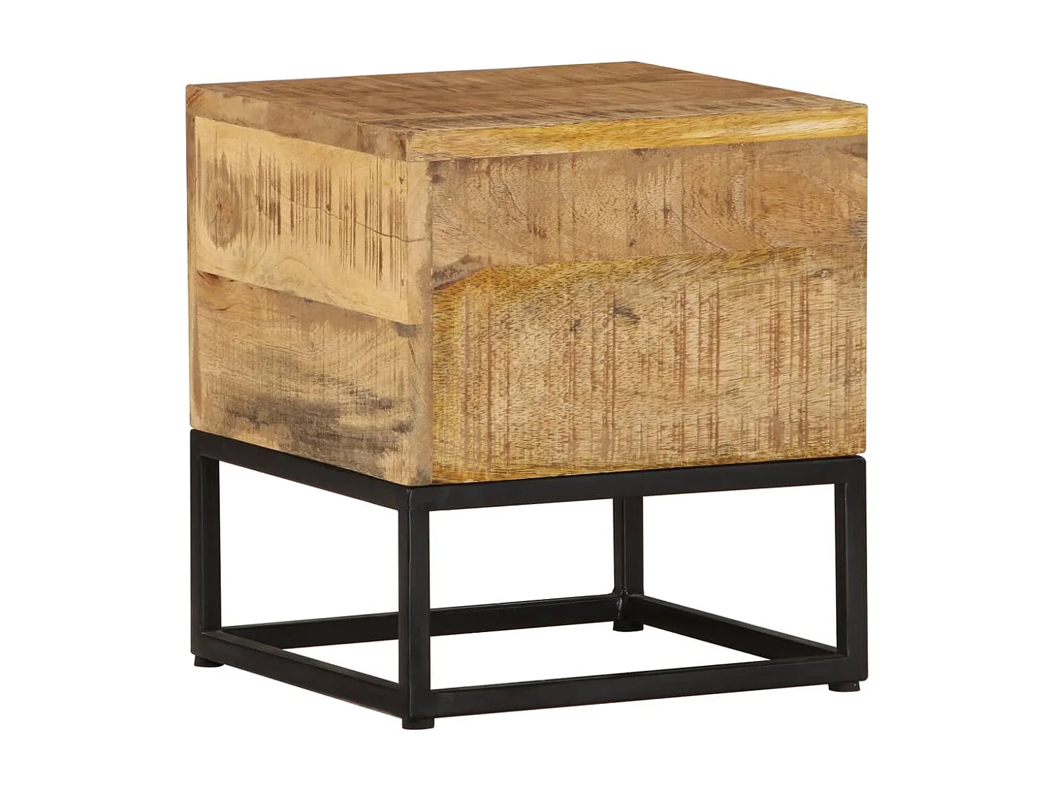 Mesa auxiliar de madera de mango rugosa 30x30x33 cm