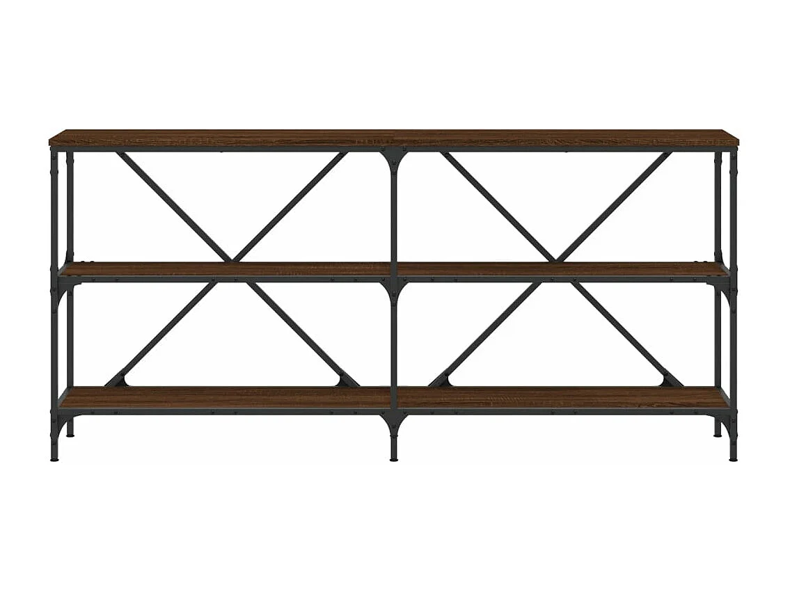 Table console chêne marron 160x30x75cm bois d'ingénierie et fer