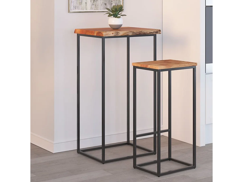 Table d'appoint 50x40x2,5cm bois massif acacia bordure assortie