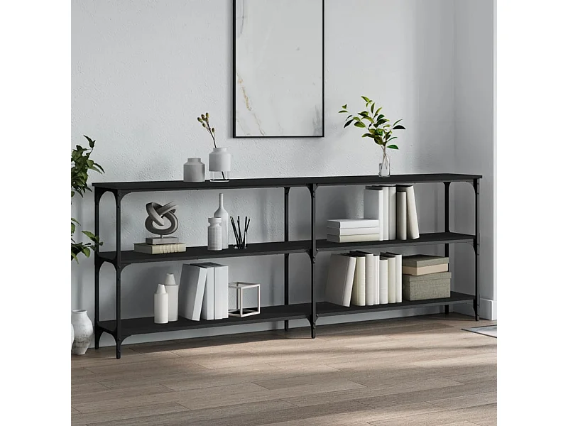 Table console noir 200x29x75 cm bois d'ingénierie
