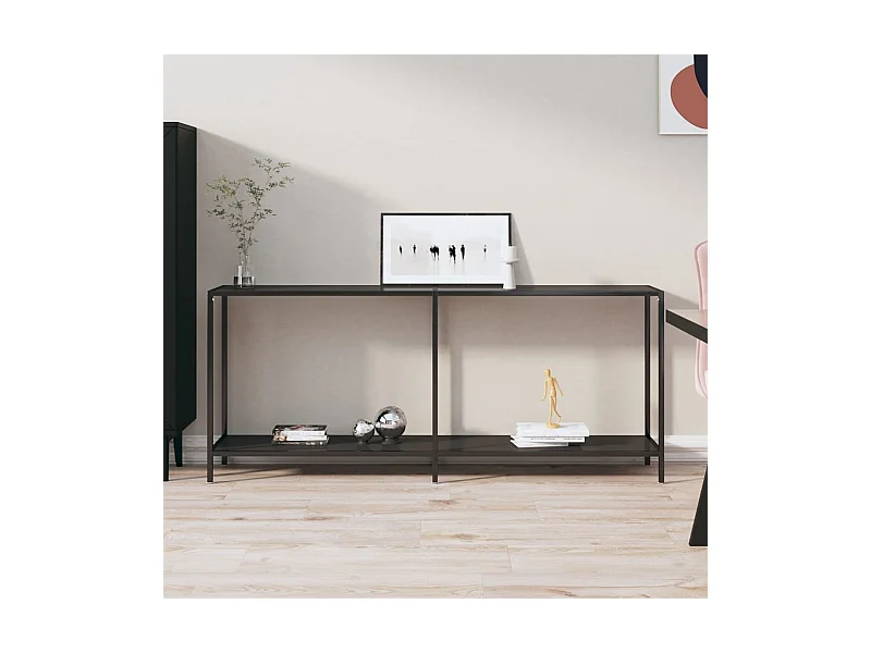 Mesa consola preto 180x35x75,5 cm vidro temperado