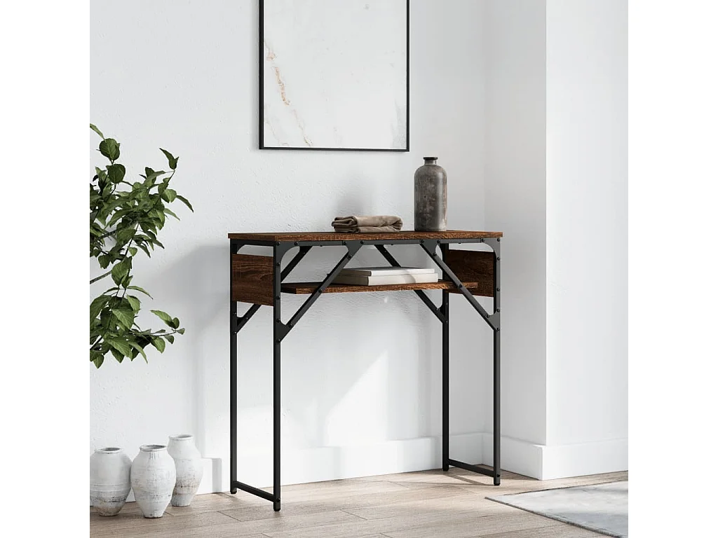 Table console avec étagère chêne marron 75x30x75 cm