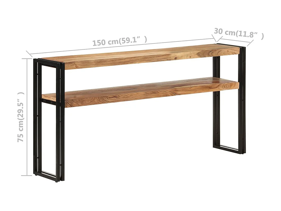 Mesa consola de madera maciza de acacia 150x30x75 cm