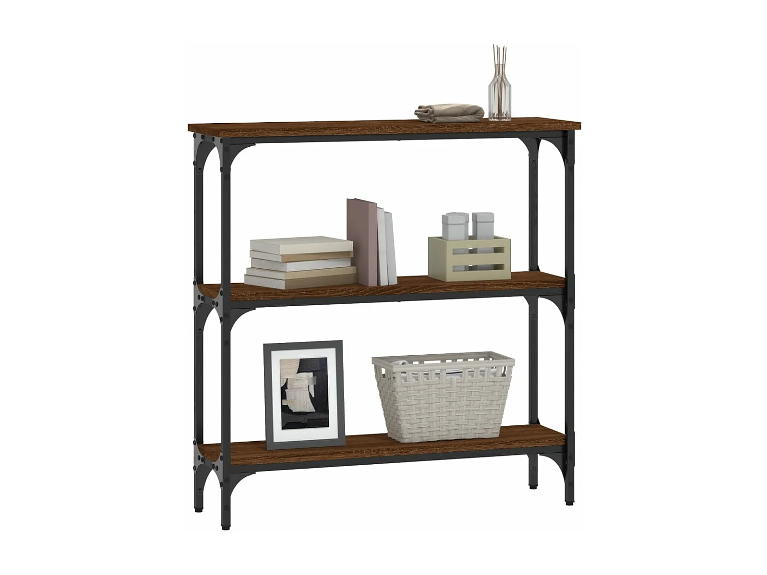 Table console chêne marron 75x22,5x75 cm bois d'ingénierie