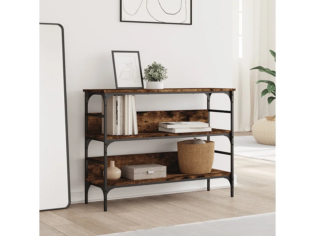 Table console chêne fumé 100x32x75 cm bois d'ingénierie