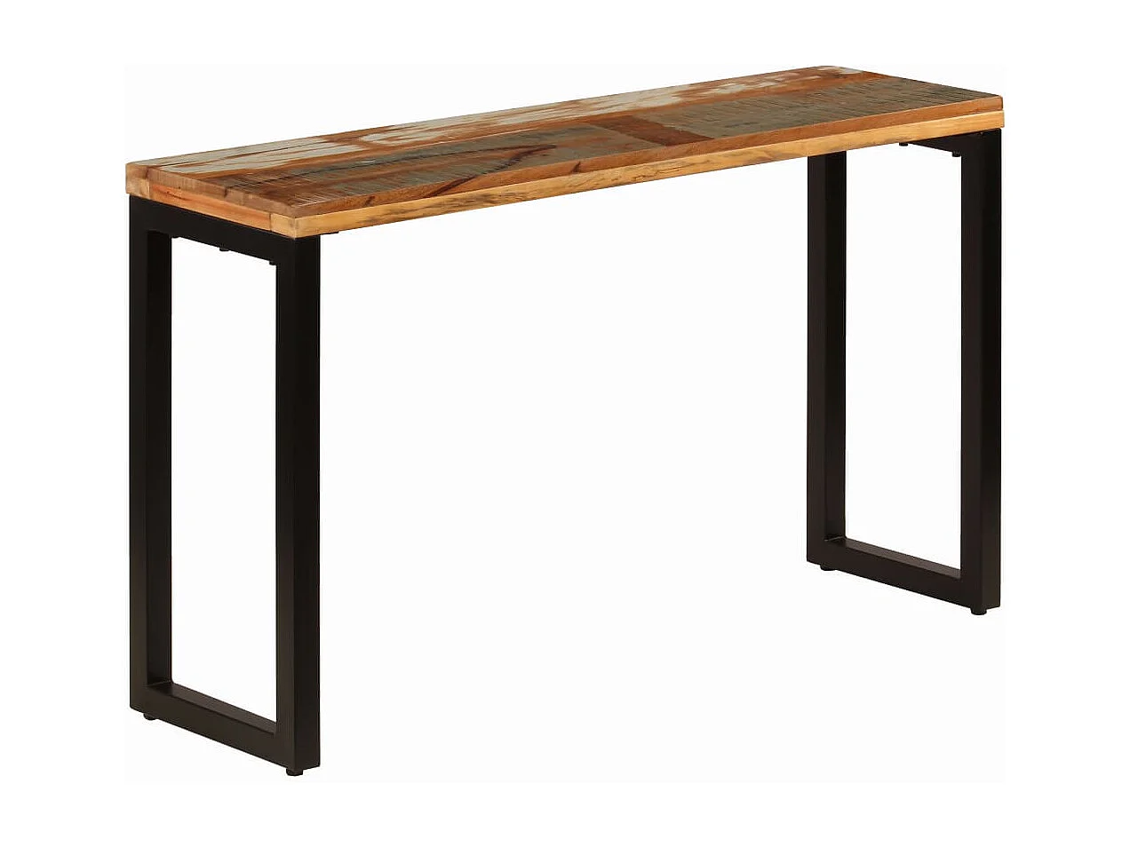 Mesa consola madera maciza reciclada y acero 120x35x76 cm