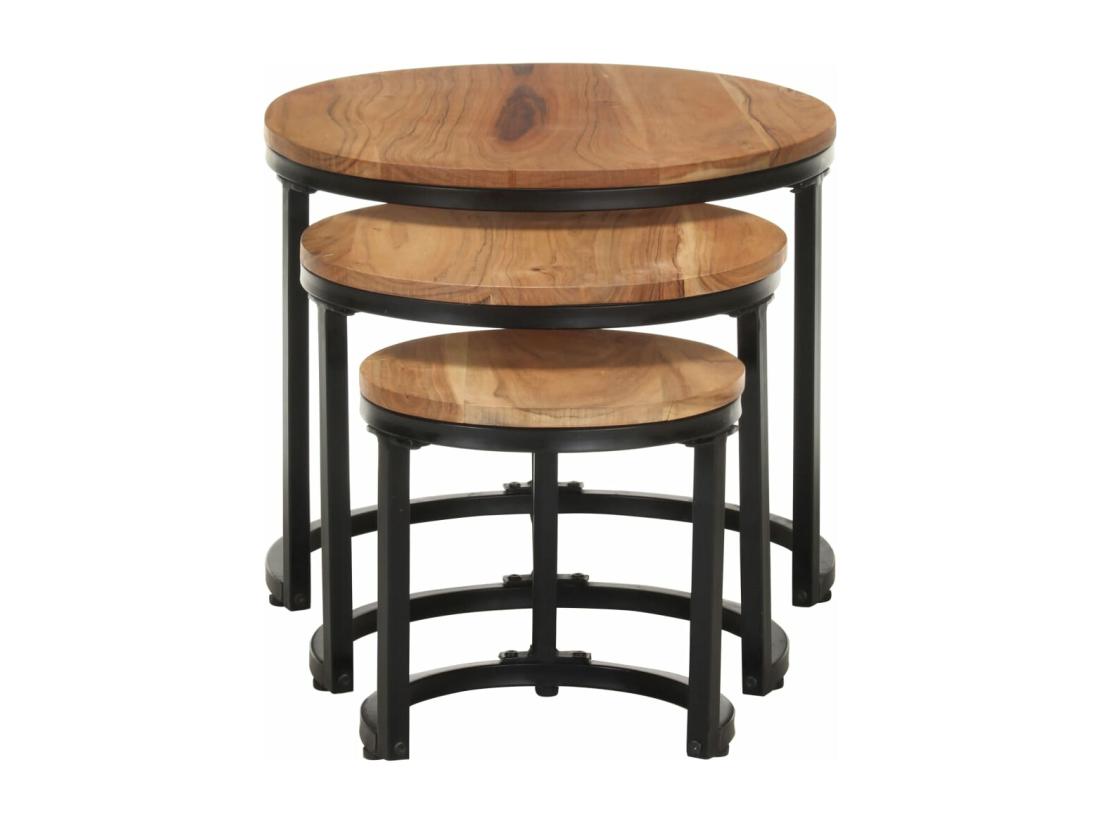 vente unique Tables d'appoint 3 pièces Bois d'acacia solide
