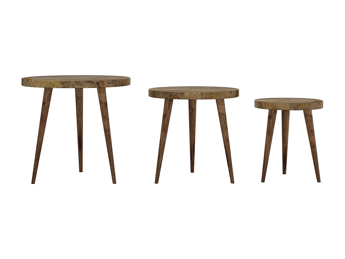 Ensemble de tables d'appoint 3 pièces Marron foncé MDF et fer