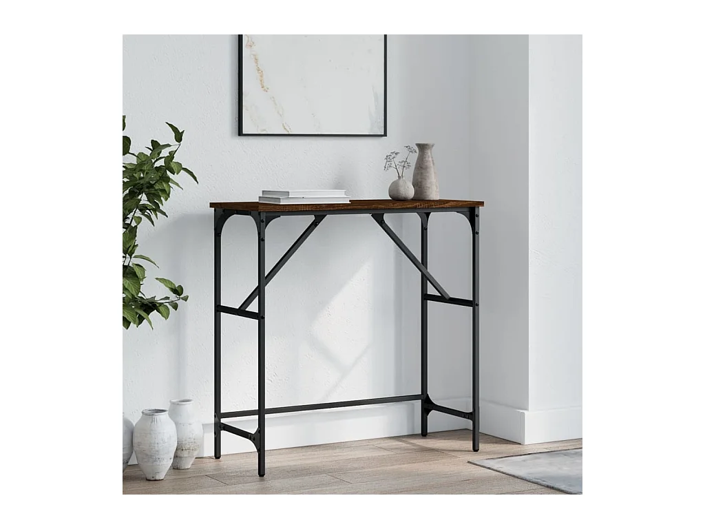 Table console chêne marron 75x32x75 cm bois d'ingénierie