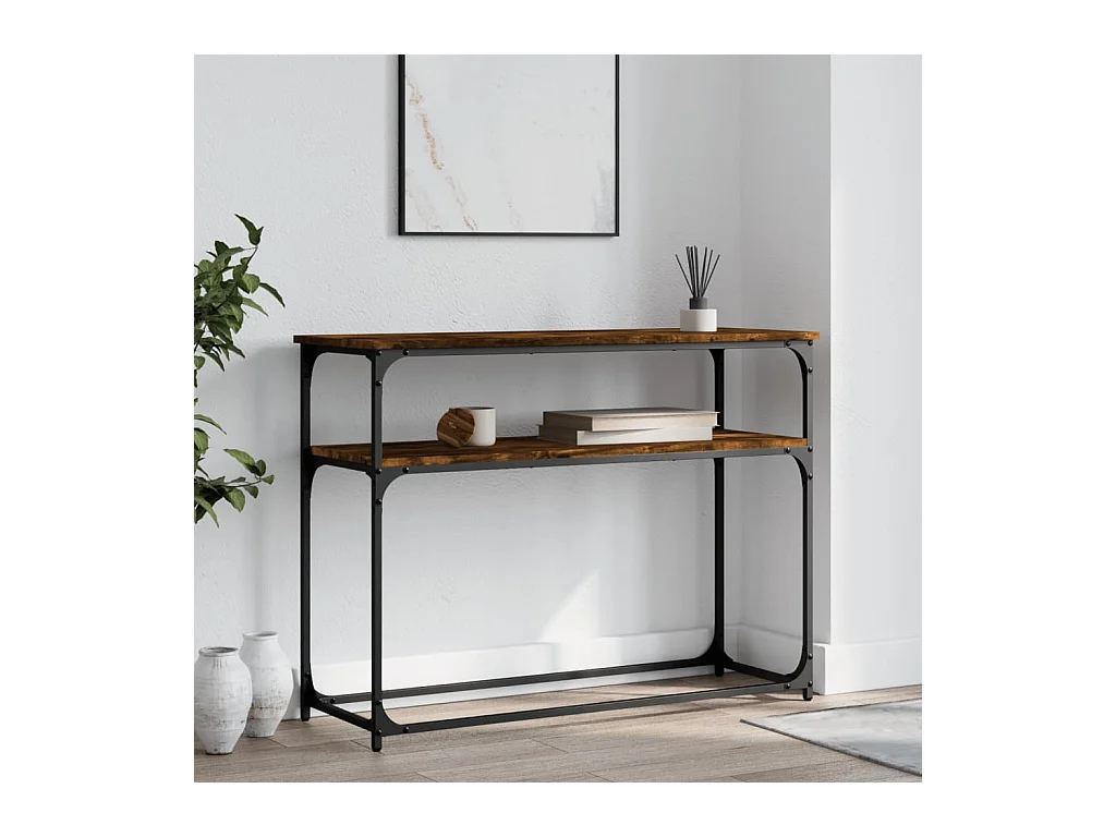 Table console chêne fumé 100x35,5x75 cm bois d'ingénierie