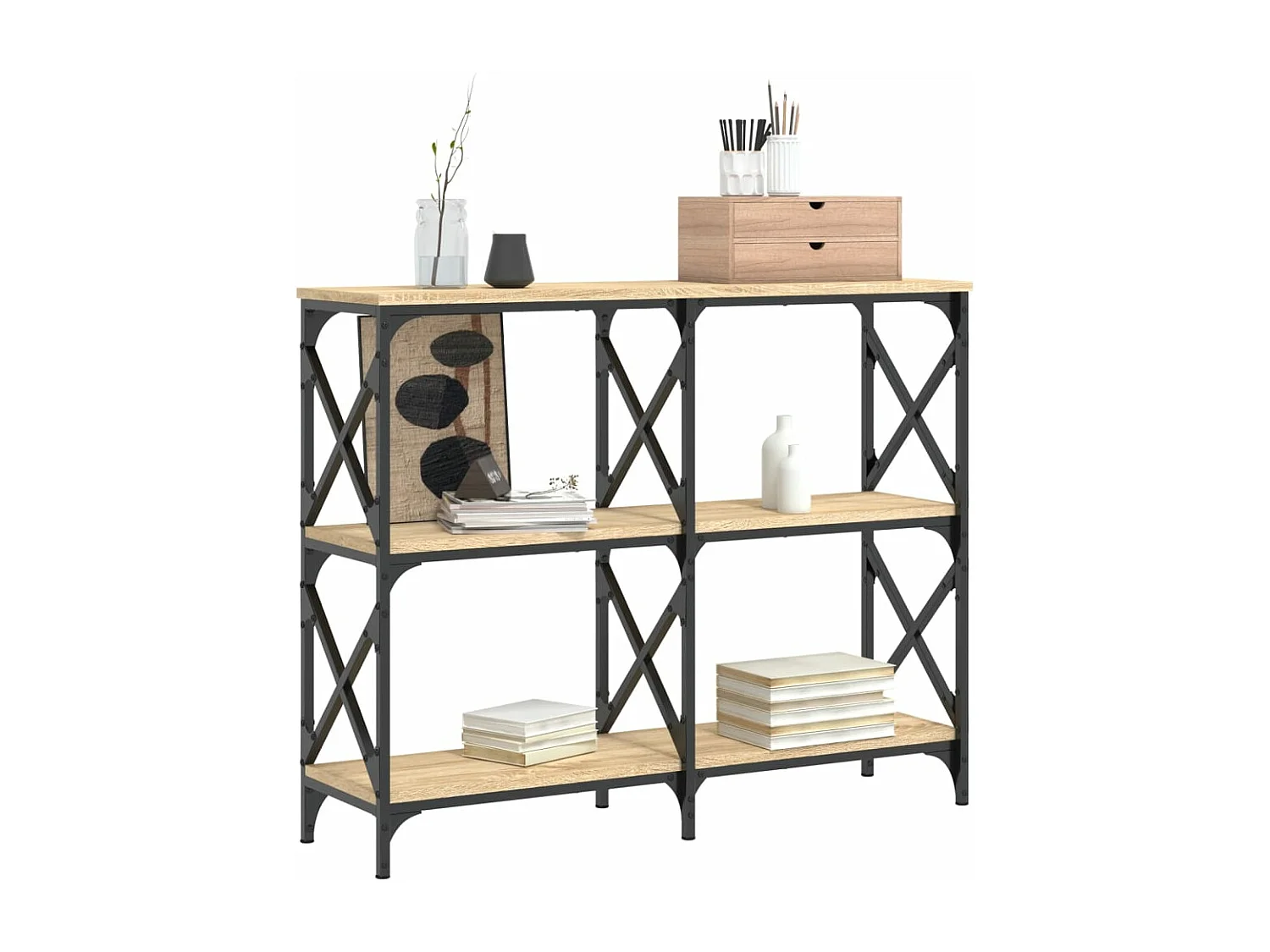 Mesa consola madera de ingeniería roble Sonoma 100x28x80,5 cm