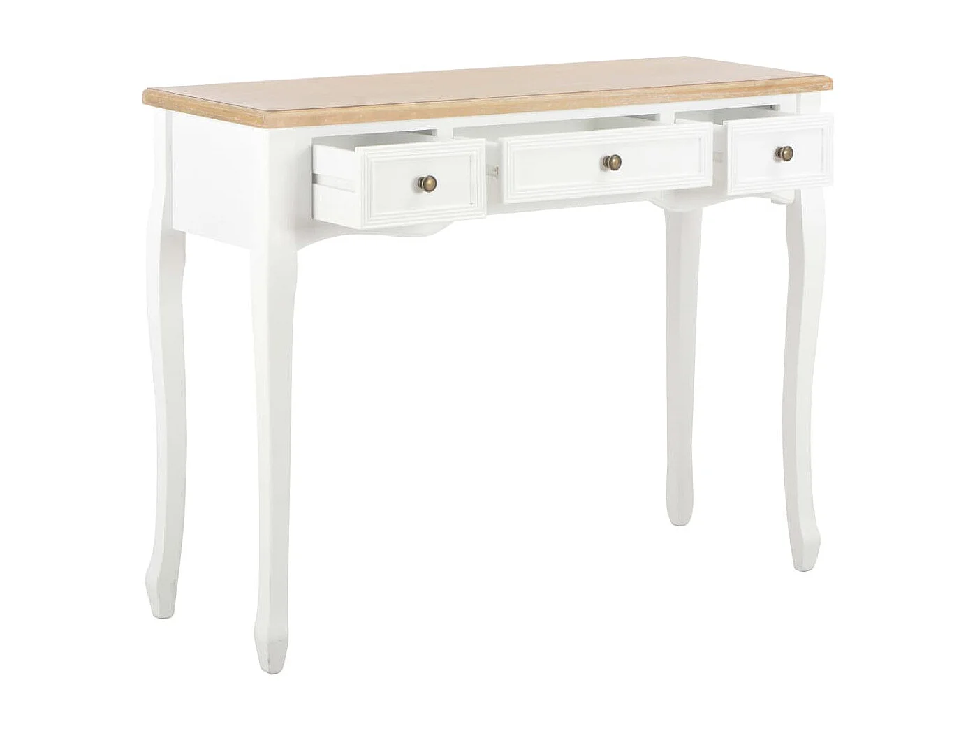 Table de console et coiffeuse avec 3 tiroirs Blanc