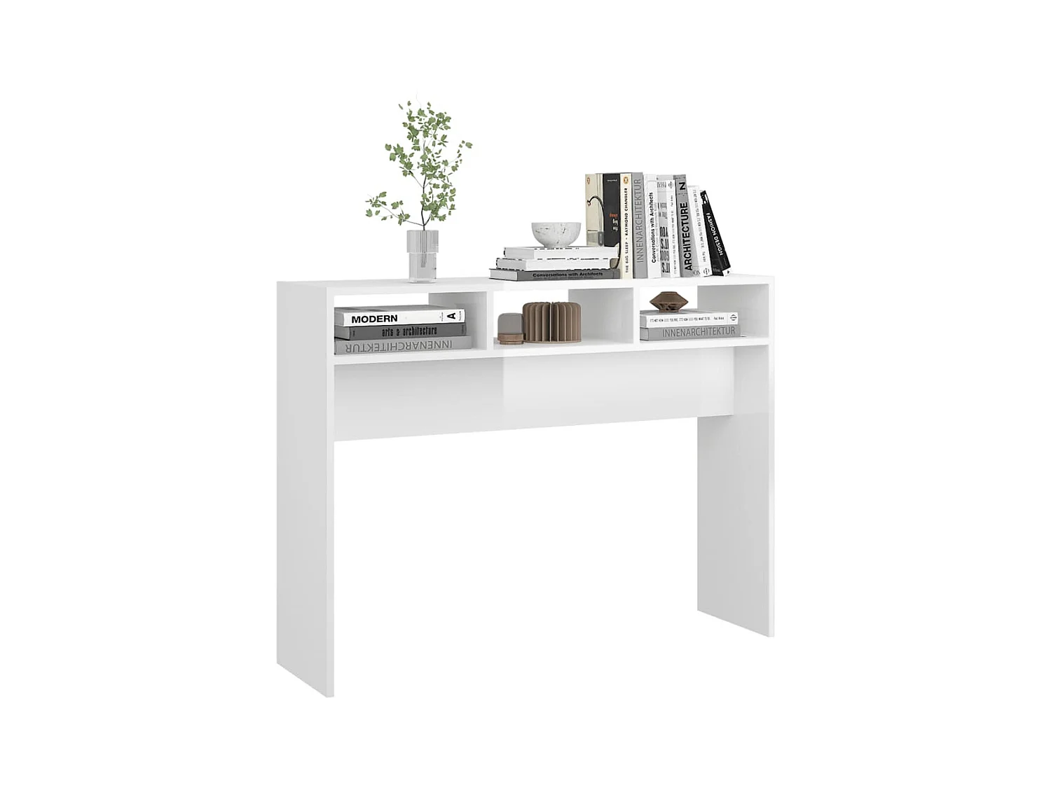 Table console Blanc brillant 105x30x80 cm Aggloméré