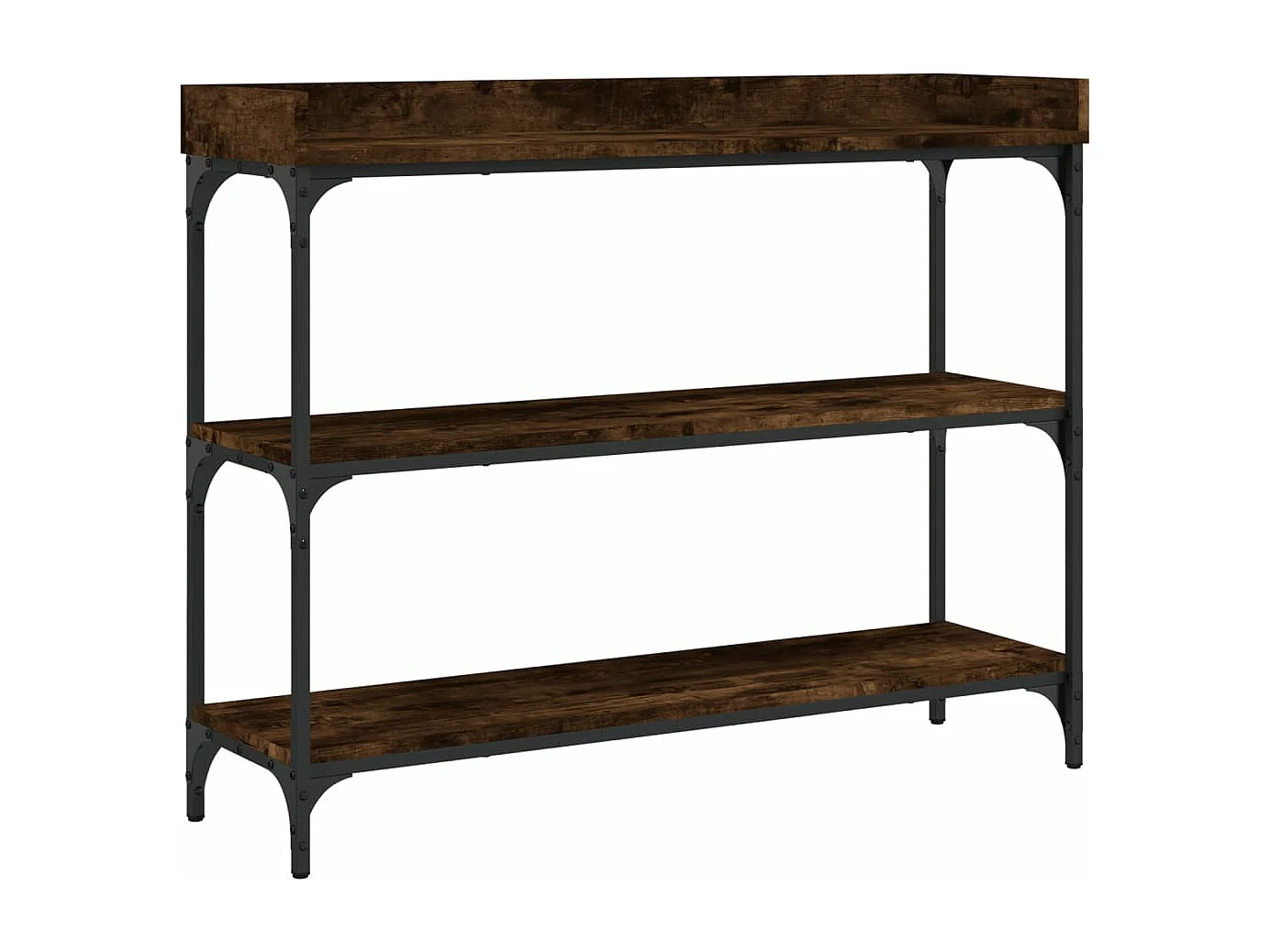 Table console avec étagères chêne fumé 100x30x80 cm