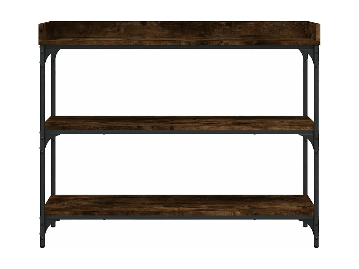 Table console avec étagères chêne fumé 100x30x80 cm