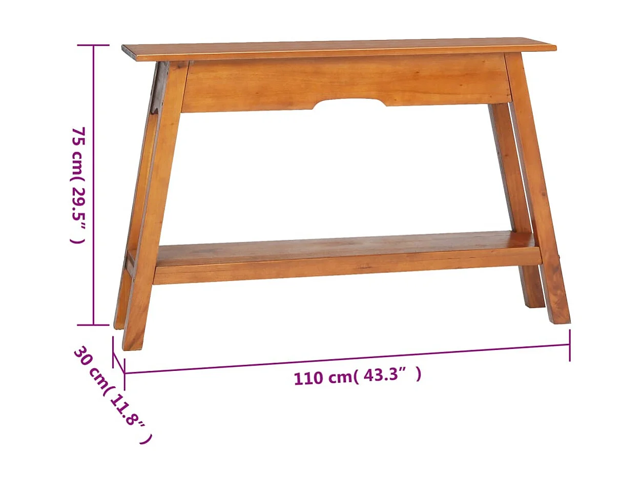 Mesa consola madera maciza de caoba 110x30x75 cm