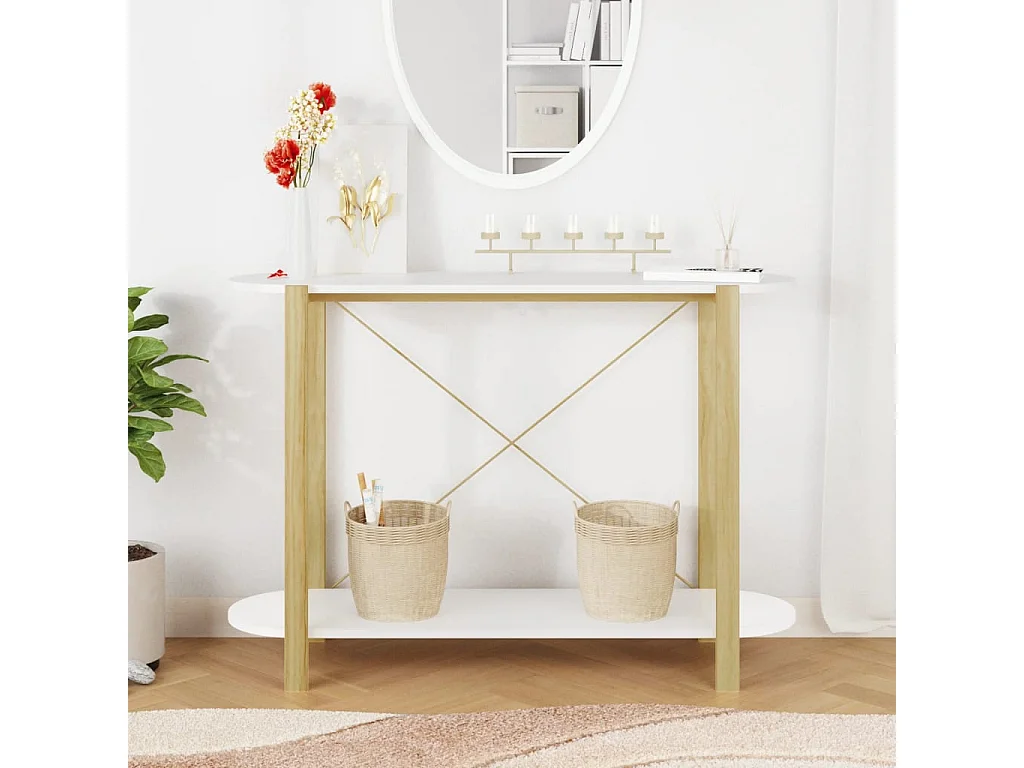 Table console Blanc 110x38x75 cm Bois d'ingénierie