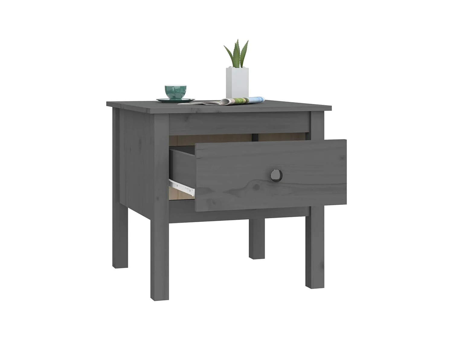 Table d'appoint Gris 50x50x49 cm Bois massif de pin