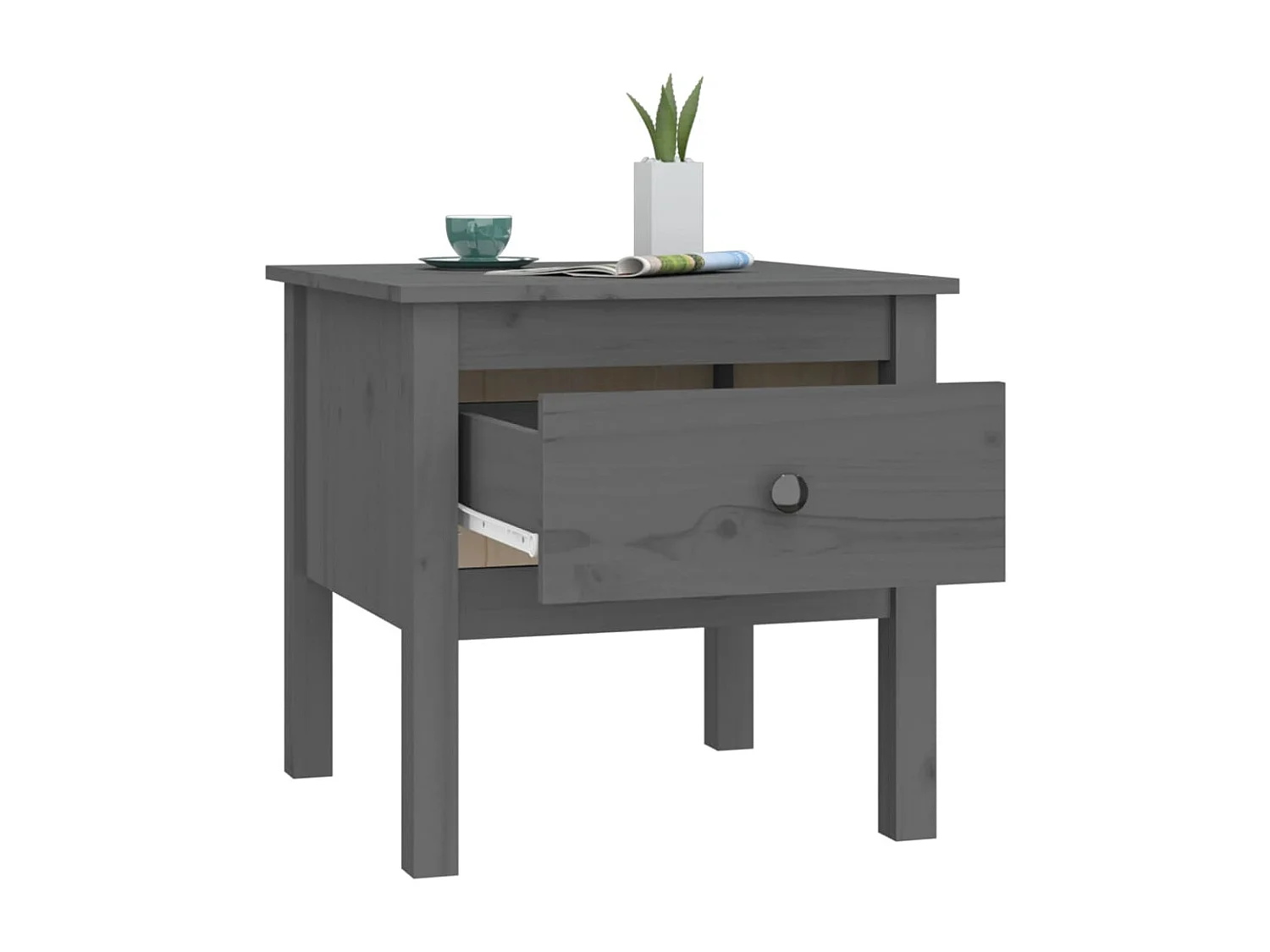 Table d'appoint Gris 50x50x49 cm Bois massif de pin