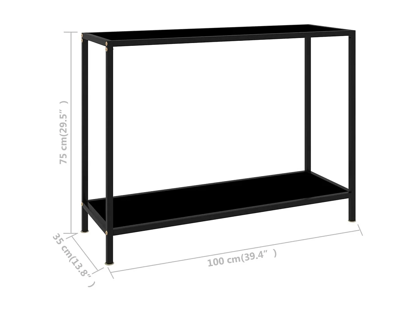 Table console Noir 100x35x75 cm Verre trempé
