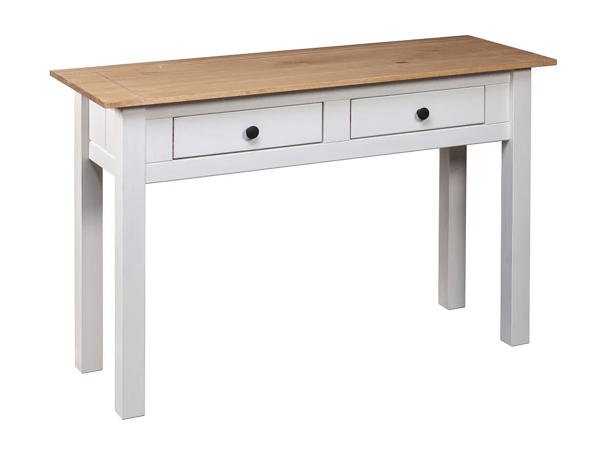 Table console Blanc 110x40x72 cm Pin solide Gamme Panama