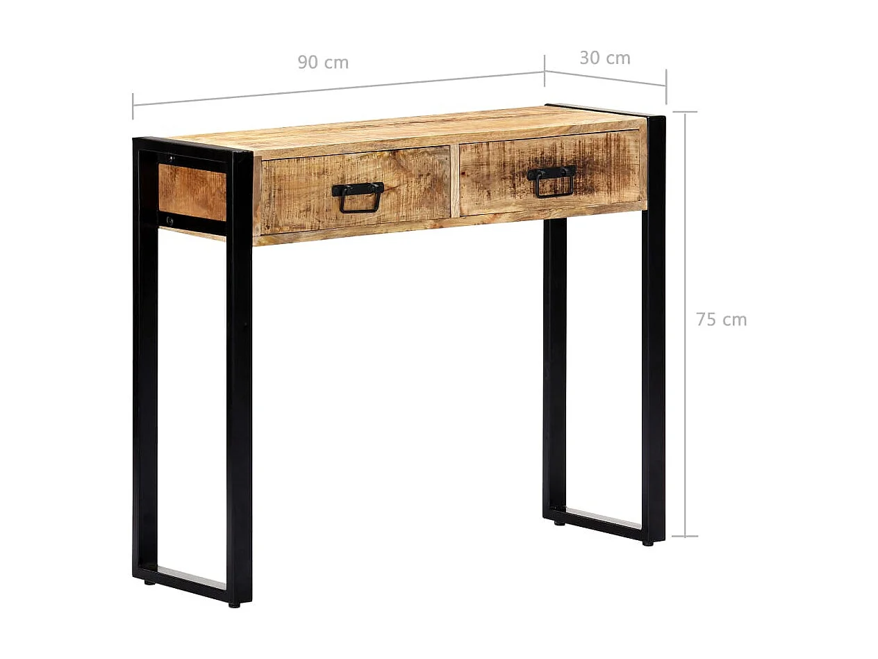 Mesa consola de madera maciza de mango 90x30x75 cm
