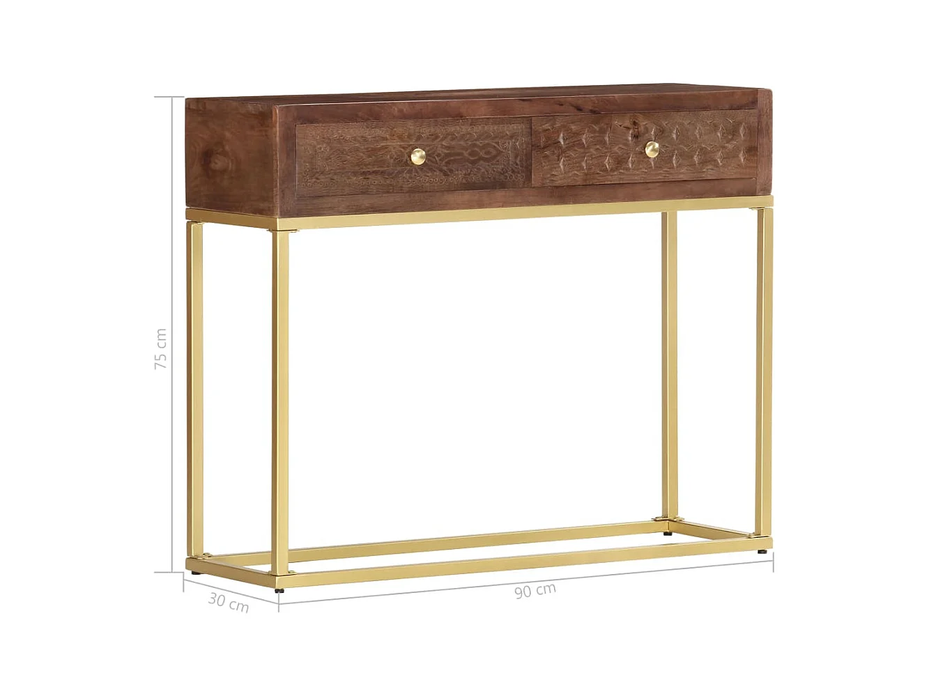 Table console 90 x 30 x 75 cm Bois de manguier massif