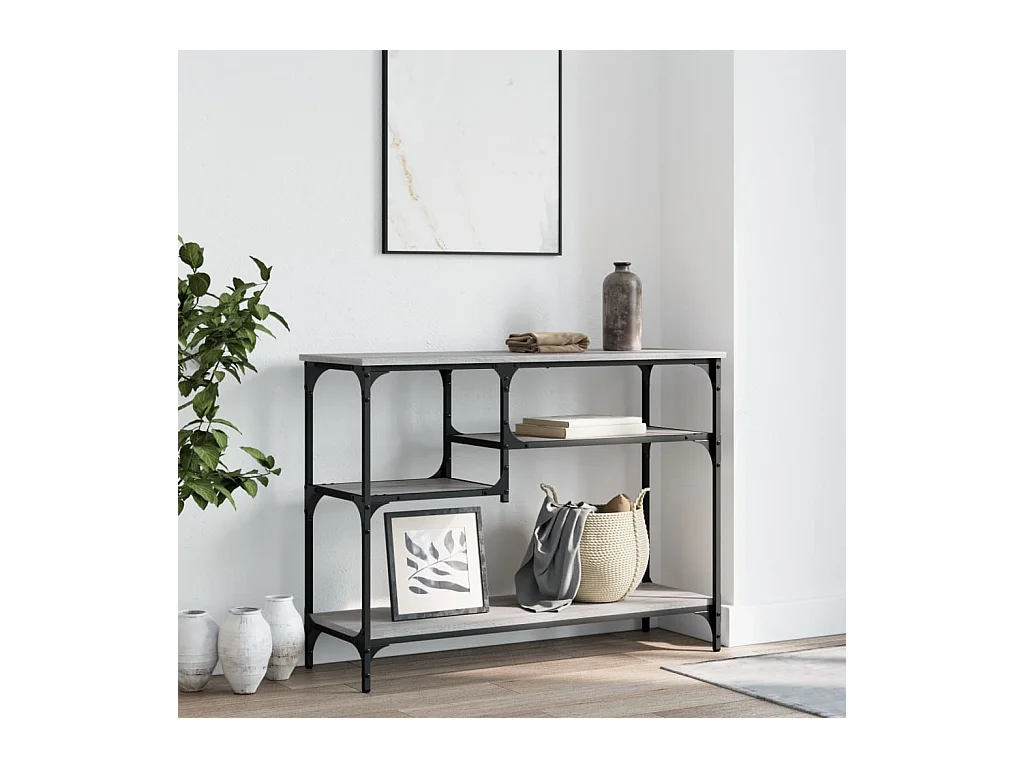 Wandtafel met schappen 100x35x75 cm grijs sonoma eikenkleurig