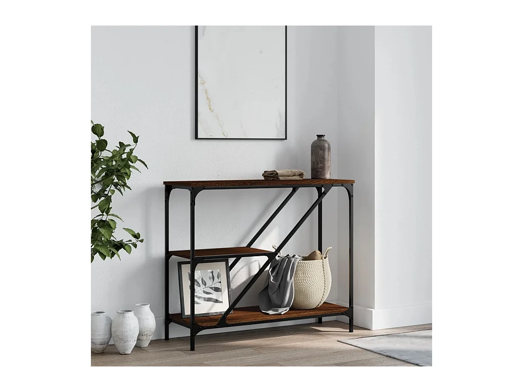 Mesa consola 88,5x30x75 cm derivados madeira carvalho castanho