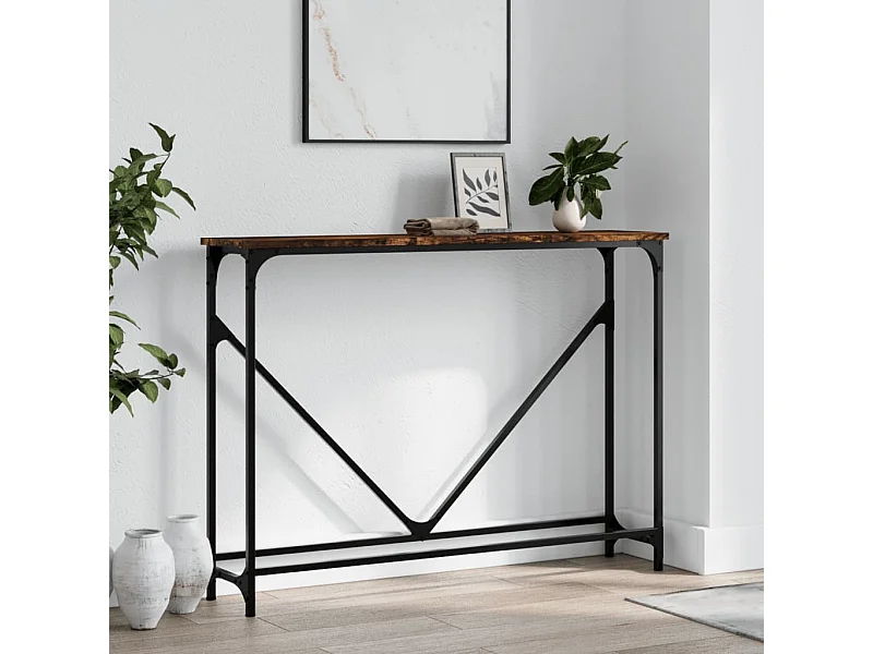 Mesa consola 102x22,5x75cm derivados de madeira carvalho fumado