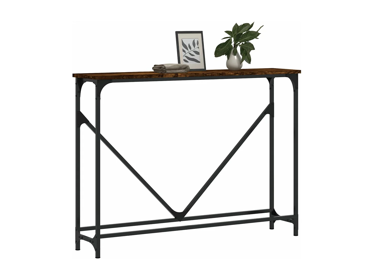 Table console chêne fumé 102x22,5x75 cm bois d'ingénierie