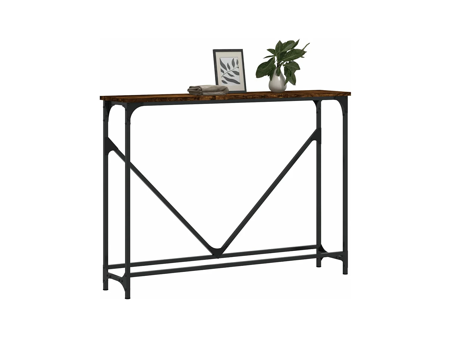Table console chêne fumé 102x22,5x75 cm bois d'ingénierie