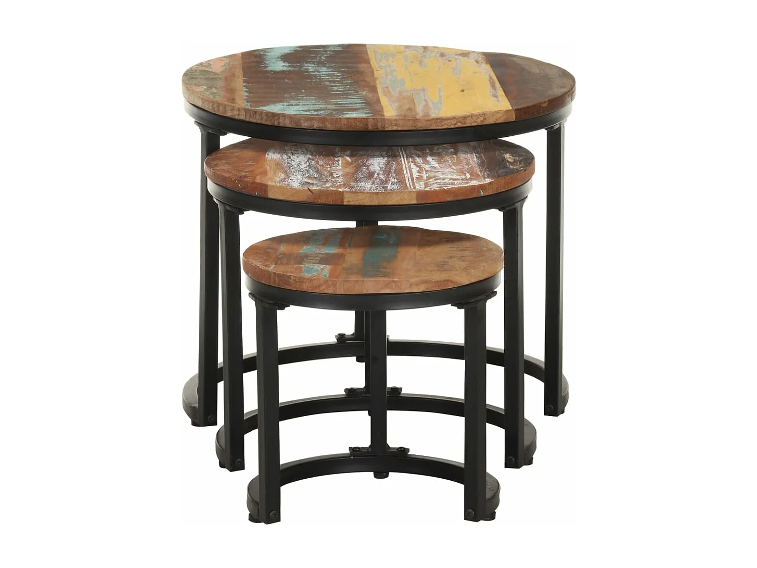 Tables d'appoint 3 pièces Bois de récupération massif