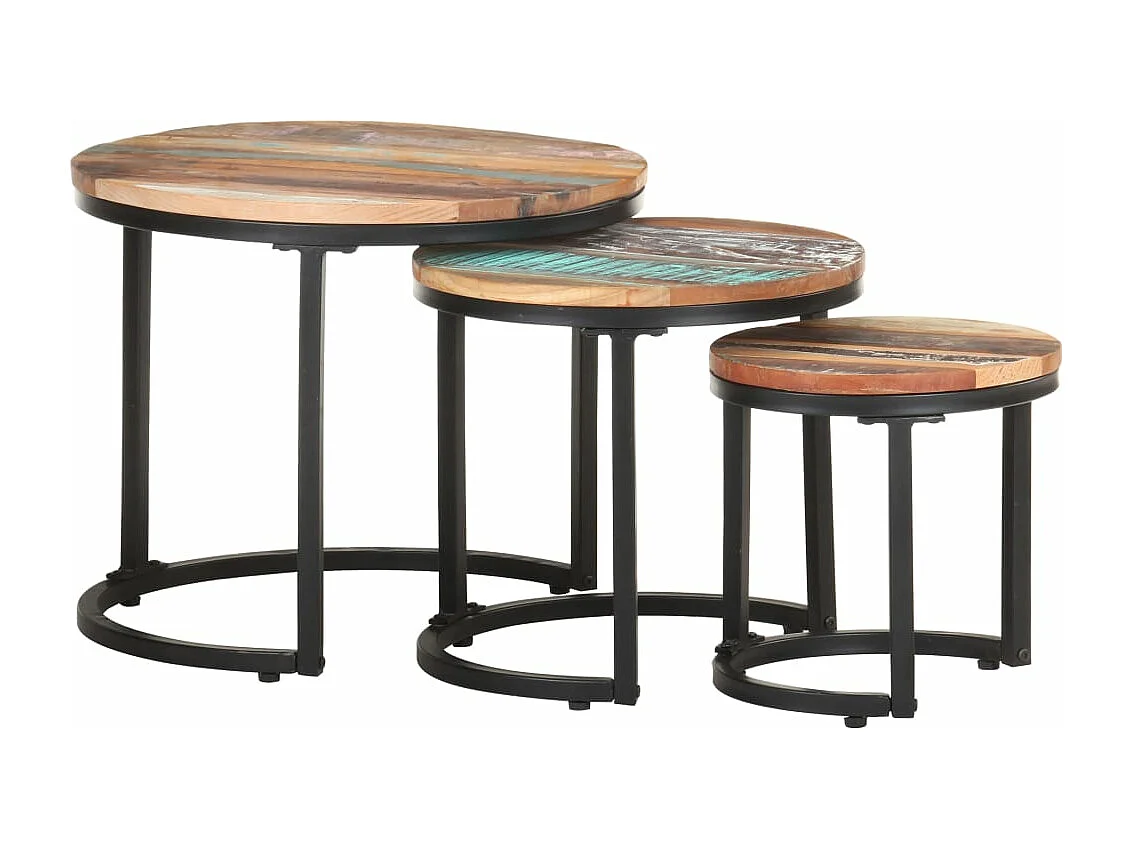 Tables d'appoint 3 pièces Bois de récupération massif