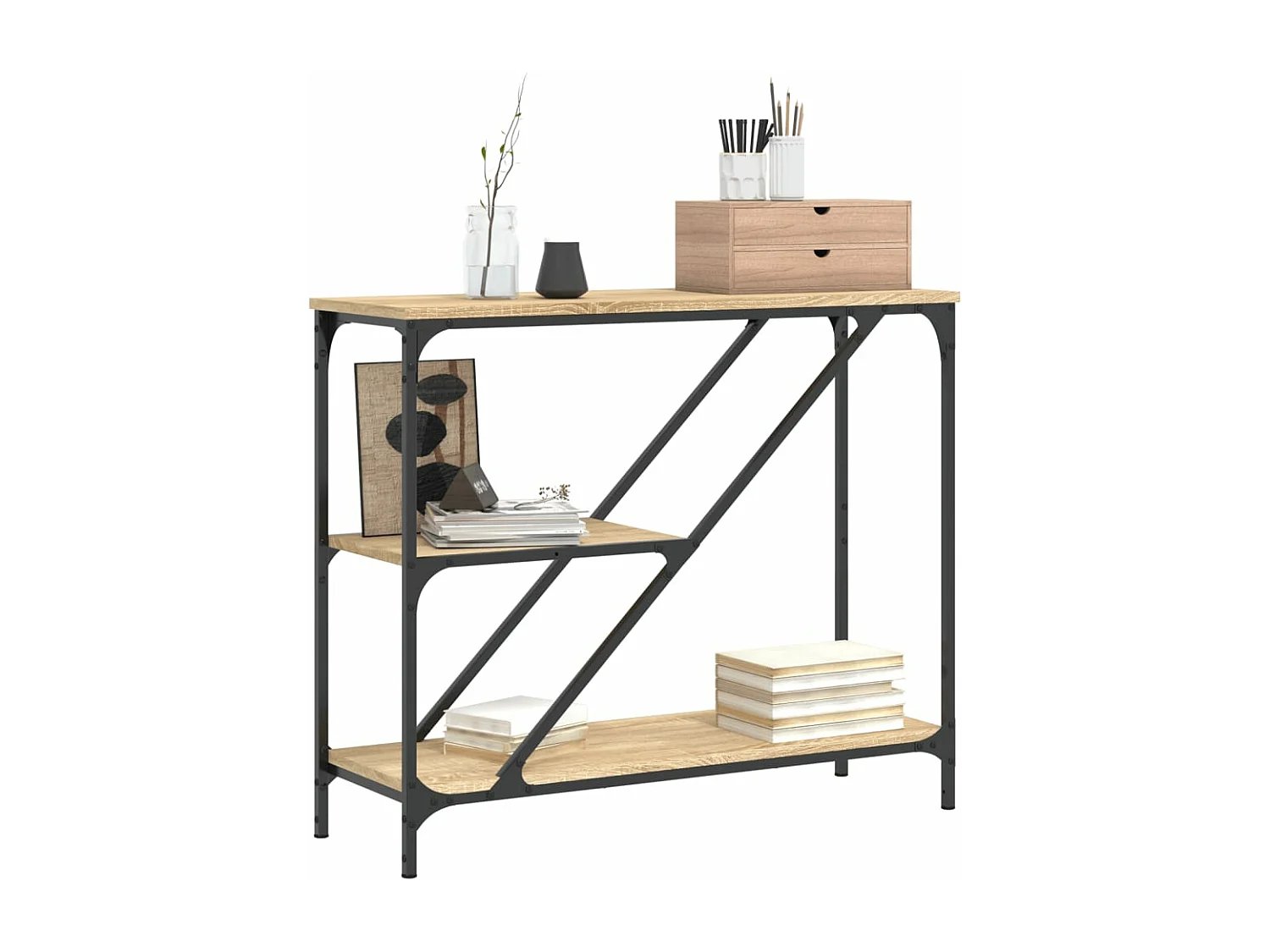 Table console chêne sonoma 88,5x30x75 cm bois d'ingénierie