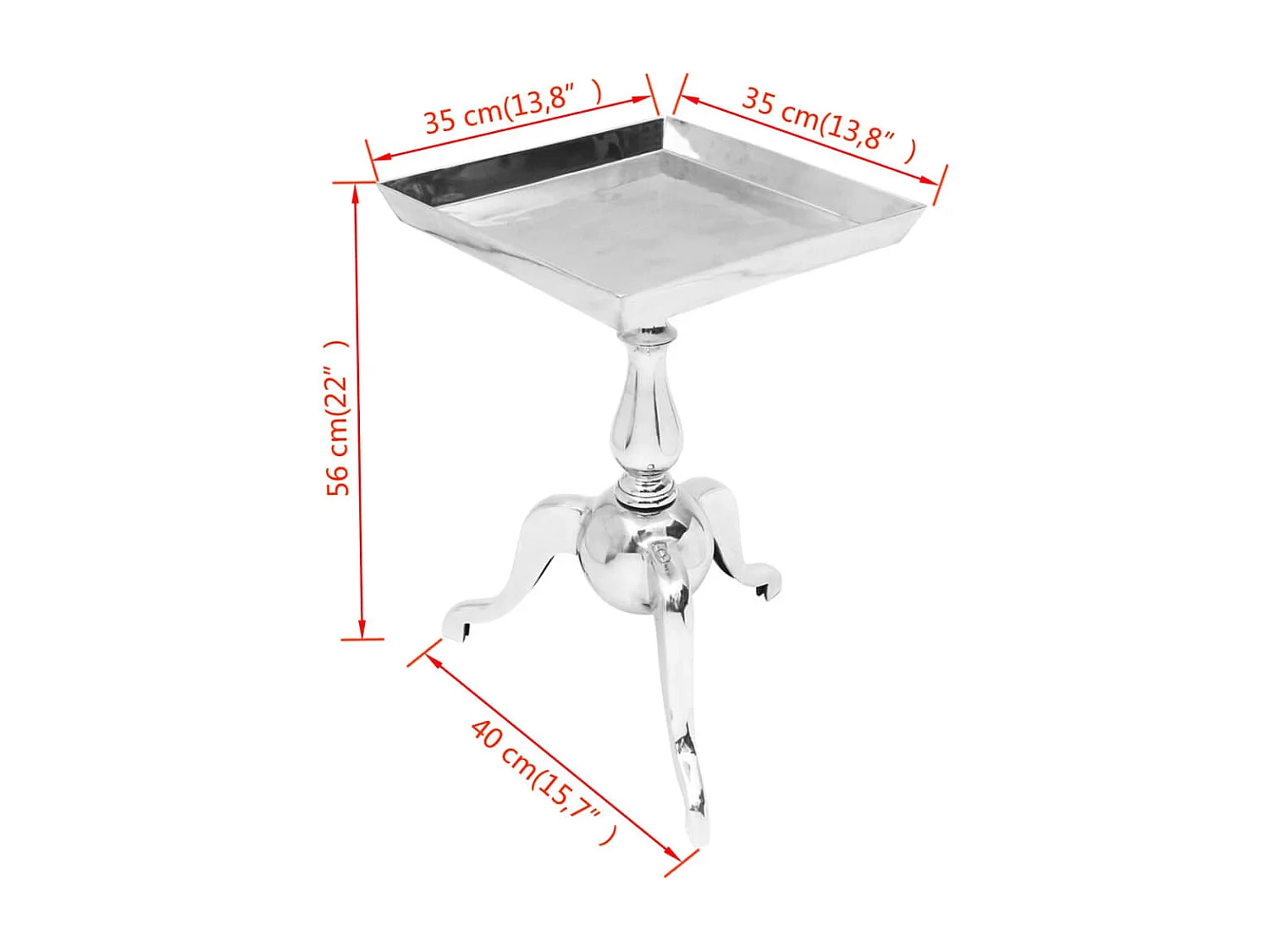 Table auxiliaire carrée Aluminium Argenté