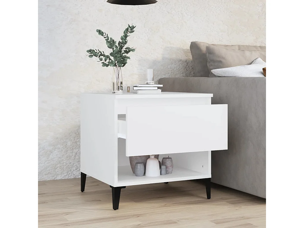 Table d'appoint Blanc 50x46x50 cm Bois d’ingénierie