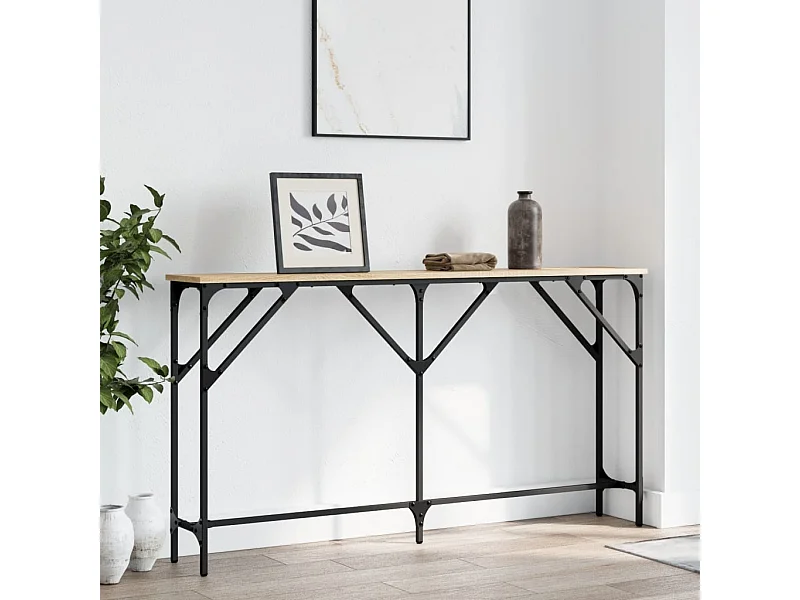 Mesa consola madera de ingeniería roble Sonoma 140x23x75 cm