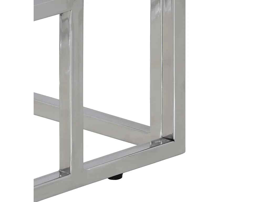 Table console argenté inox et bois de mélèze massif