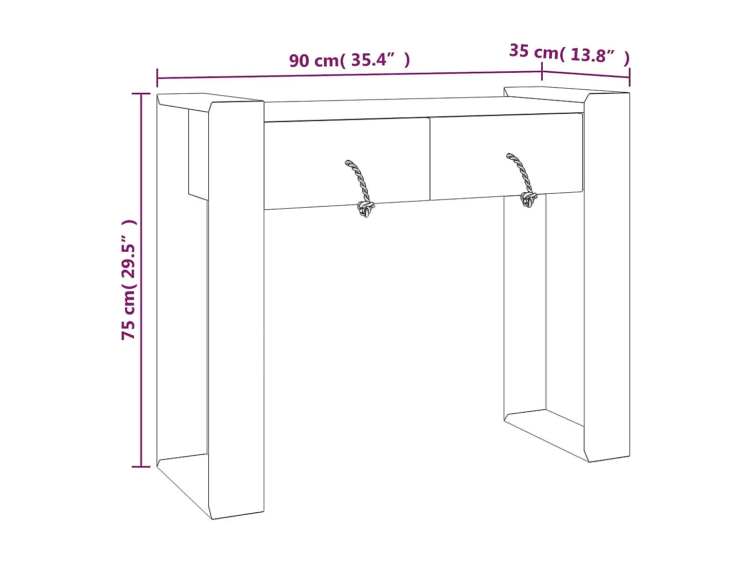 Table console 90x35x75 cm Bois de teck solide