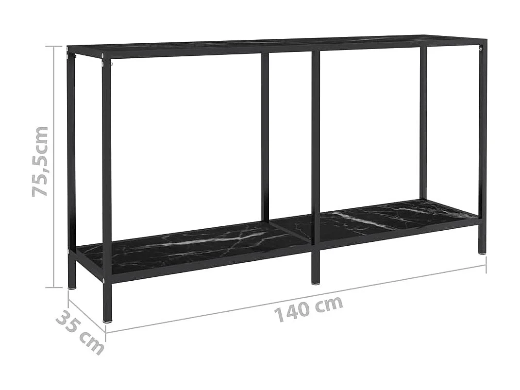 Table console Noir 140x35x75,5 cm Verre trempé