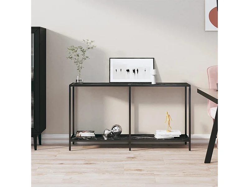 Wandtafel 140x35x75,5 cm gehard glas zwart