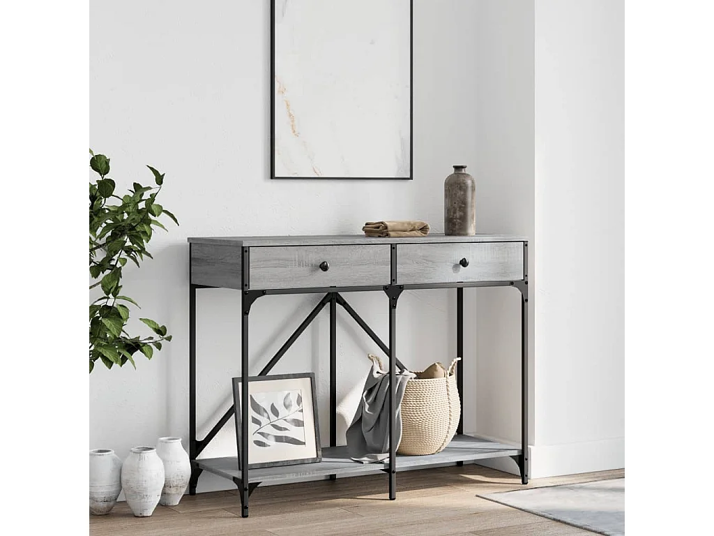 Mesa consola 100x39x78,5 cm derivados madeira cinzento sonoma